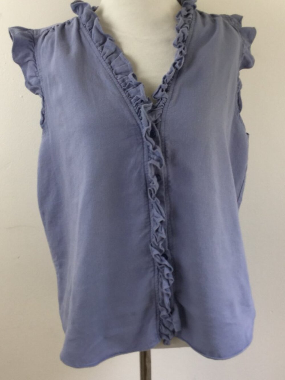Ellen Tracy Linen Blend Ruffle Sleeveless Top l - Picture 7 of 7
